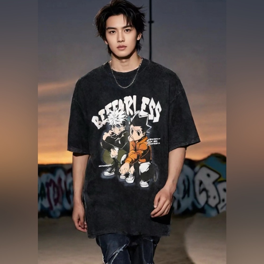NWT, Hokuro Men’s Graphic Anime T-Shirt, Black, L, B12